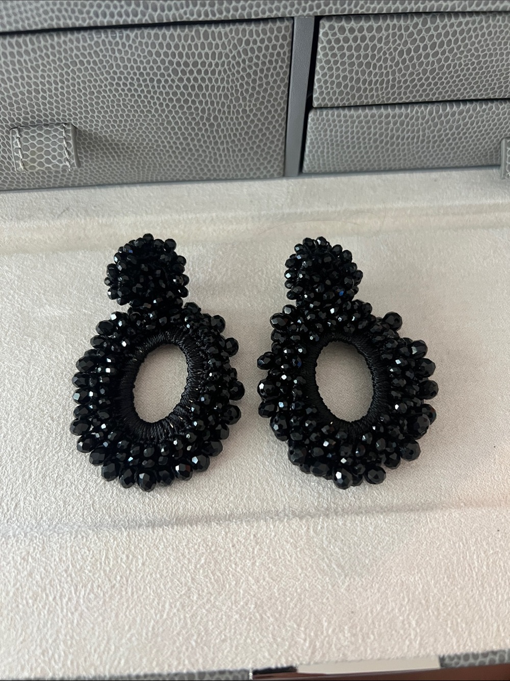 J. Crew Black Crystal Beaded Drop Earrings